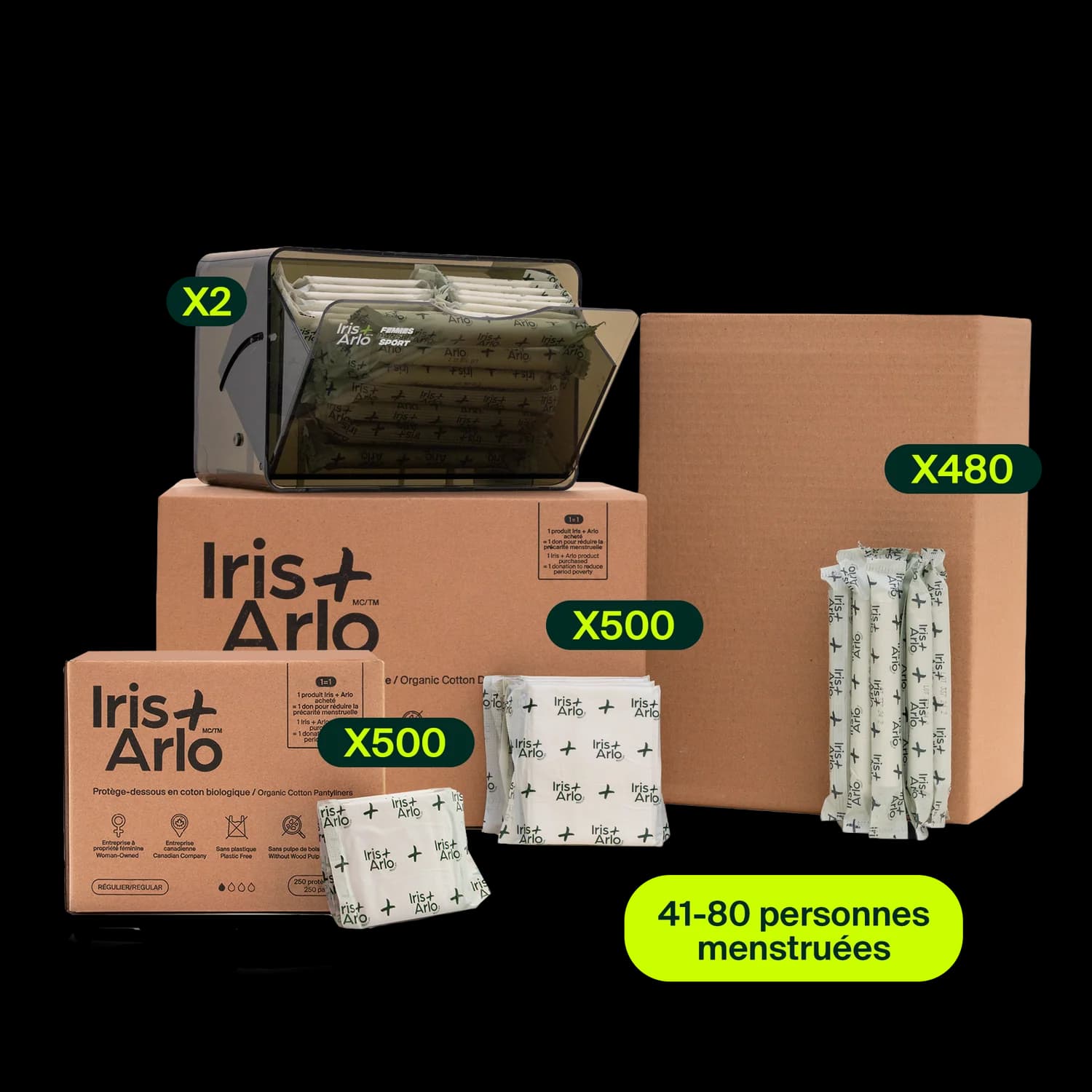 Kit de démarrage - Distributeur de cabine en plexiglass recyclé,
Grand (41–80 personnes menstruées)