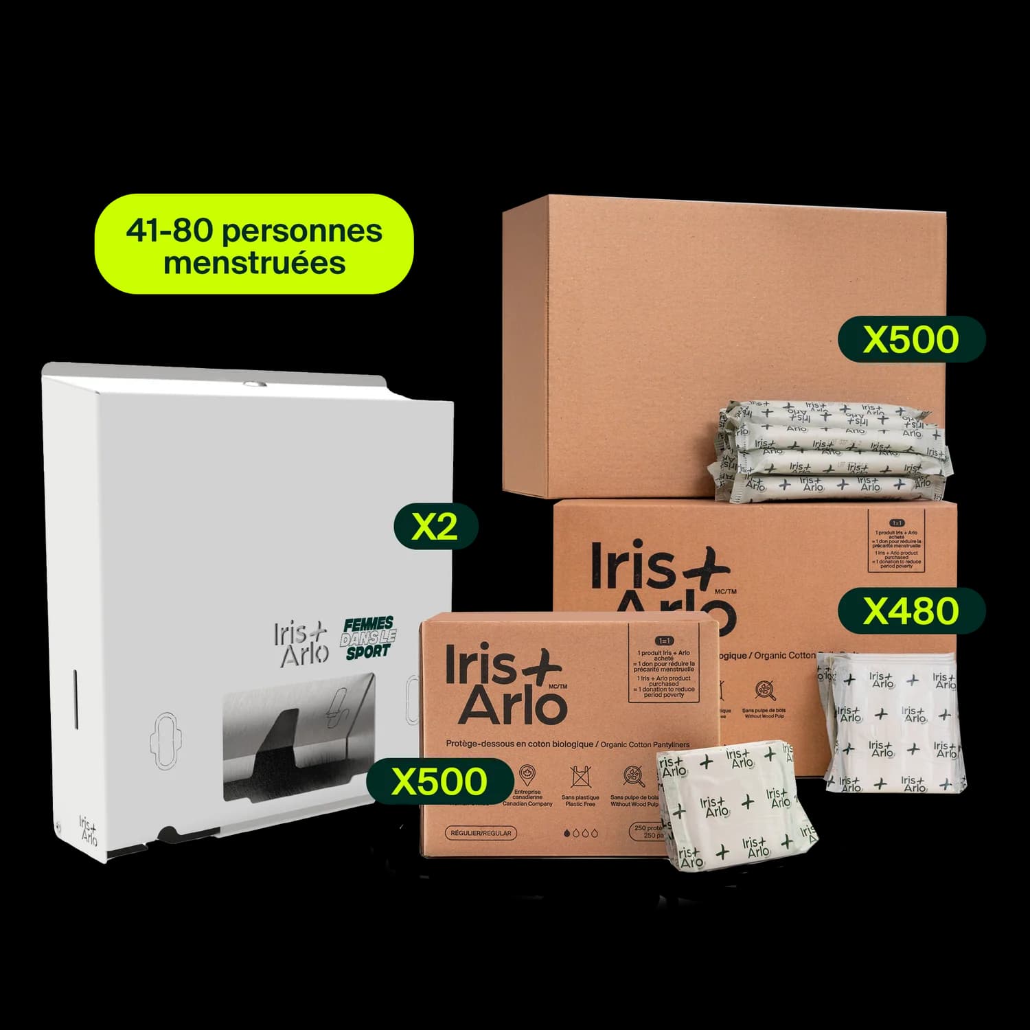 Kit de démarrage - Distributeur mural en acier,
3 colonnes (41–80 personnes menstruées)